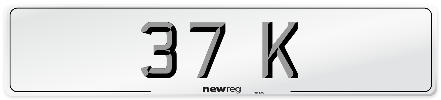 37 K Number Plate from New Reg